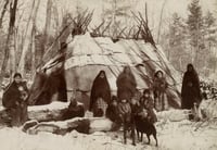 Black and white photograph of Ojibwe on the St. Croix River, 1885.