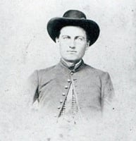 Black and white photograph of Ozias B, Baker, private, Second Company of Minnesota Sharpshooters, c.1862.
