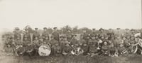 Black and white photograph of First Battalion, Minnesota Motor Corps Band at Camp Lakeview, Lake City, Minnesota, September, 1918.