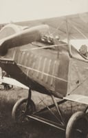 Black and white photograph of a Motor Corps airplane about to take off at Camp Lakeview, Lake City, Minnesota, September, 1918.