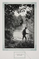 A fisherman in Whitewater State Park, ca. 1917. Original caption: “A Favorite Bend in the Stream.” From The Paradise of Minnesota: The Proposed Whitewater State Park (L. A. Warming, 1917).