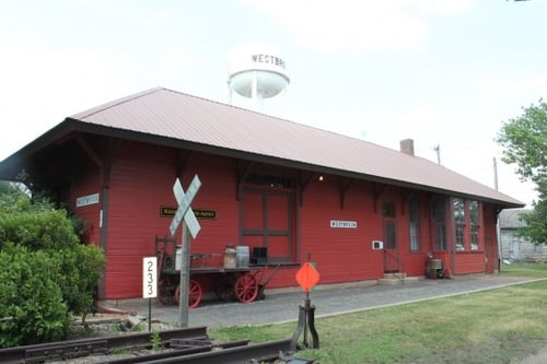 Color image of the Westbrook Depot, home of the Westbrook Heritage House Museum, 2017. Photograph by Dave Van Loh.