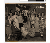 Black and white photograph of Emanuel Cohen Girl Scout Troop 140, Minneapolis, 1944.