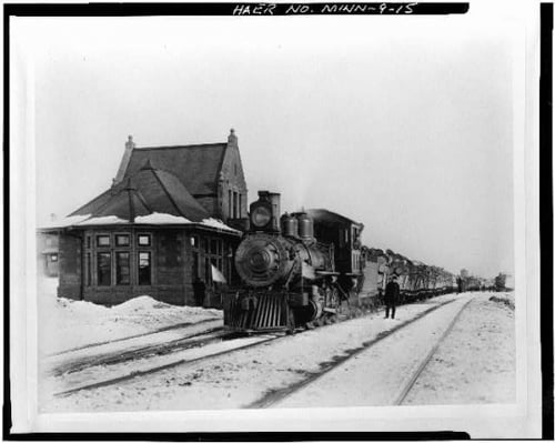 Duluth & Iron Range Railroad Locomotive #46 (built in 1888) with log train at Endion Depot.