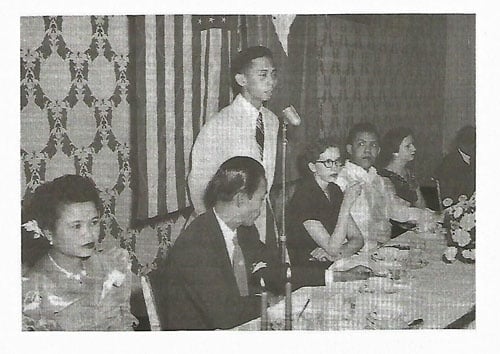 FMA president Rene Dawis delivering a speech in Minneapolis, 1953.