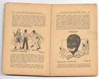 Inside spread of The Five Star Minstrel Book, describing the iconic details of traditional minstrel-show costume and makeup.