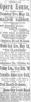 An advertisement in the Crookston Weekly Times for a performance by Norwegian violinist Haldor Hanson on May 13, 1891.