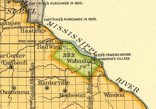 Map detail showing the location of the Lake Pepin Tract