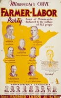Color image of a poster titled, Minnesota's own Farmer-Labor party, 1936.