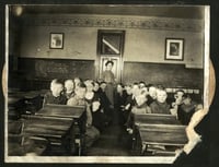 Photograph of students in Harmony's frame school, 1900