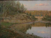 Painting of a Southern Minnesota lake scene by Herbjorn Gausta