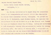 Letter to Surgeon General on transportation of patient D.P.