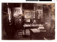 Photograph of student in Macalester Library