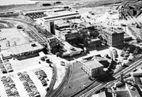 Aerial view of Wilson & Company meatpacking plant, Albert Lea, 1955.