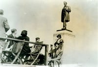 Unveiling the Abraham Lincoln statue at Victory Memorial Drive