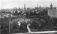 Black and white photograph looking south across the park, 1898.