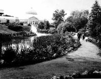 Black and white photograph of the Conservatory exterior, ca. 1916. Photograph by William J. Hosted.