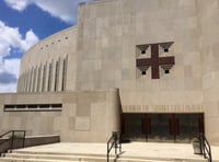 Curved western wall of the Church of St. Columba