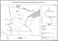 Map of Minnesota's western boundary south of Lake Traverse.