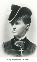 Mary D. Woodbury Caswell, ca. 1880. Mary grew up in the Woodbury House with her brother, and inherited it from her mother in 1908. She and her husband, Irving Caswell, raised their son there. Anoka County Historical Society, Object ID# 3000.4.32-B. Used with the permission of Anoka County Historical Society