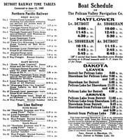 print brochure advertising the schedule of the Pelican Valley Navigation Company