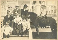 Photograph of the Ueland family and a pony near their Minneapolis home, ca. 1895.