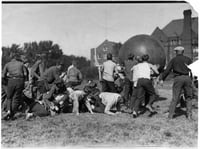 Photograph of students playing pushball, Macalester, 1924