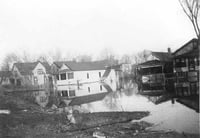 Black and white photograph of Tennessee Street during flood, 1952.