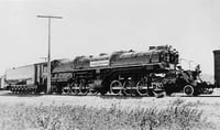 Black and white photograph of a 221 Yellowstone steam locomotive, 1940.