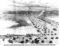 Engraving of a bonanza farm, 1879.