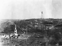 Black and white photograph of a view of Cloquet after fire, 1918.