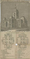 Scan of Buffingtons drawing and floor plan of the first and second floors of the second State Capitol Building, which appeared in the St. Paul Daily Pioneer Press, August 29, 1881.