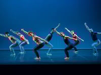 Zenon Dance Company (blue company) performing in Cuba