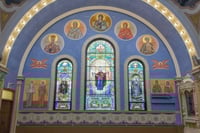 A side wall of St. Mary's Orthodox Cathedral sanctuary