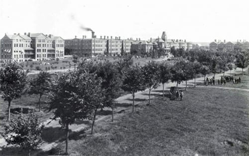Black and white photograph of Rochester State Hospital.