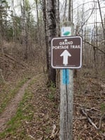 Grand Portage Trail sign inside Jay Cooke State Park