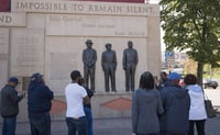Group in front of Clayton Jackson McGhie Memorial