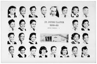 photograph featuring class pictures of the students and teacher of St. Peter Claver's second grade class