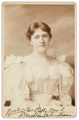 Black and white photograph of Evangeline Whipple, ca. 1896.