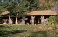 Color image of a shelter/refectory built by the WPA at Interstate State Park, 1938.