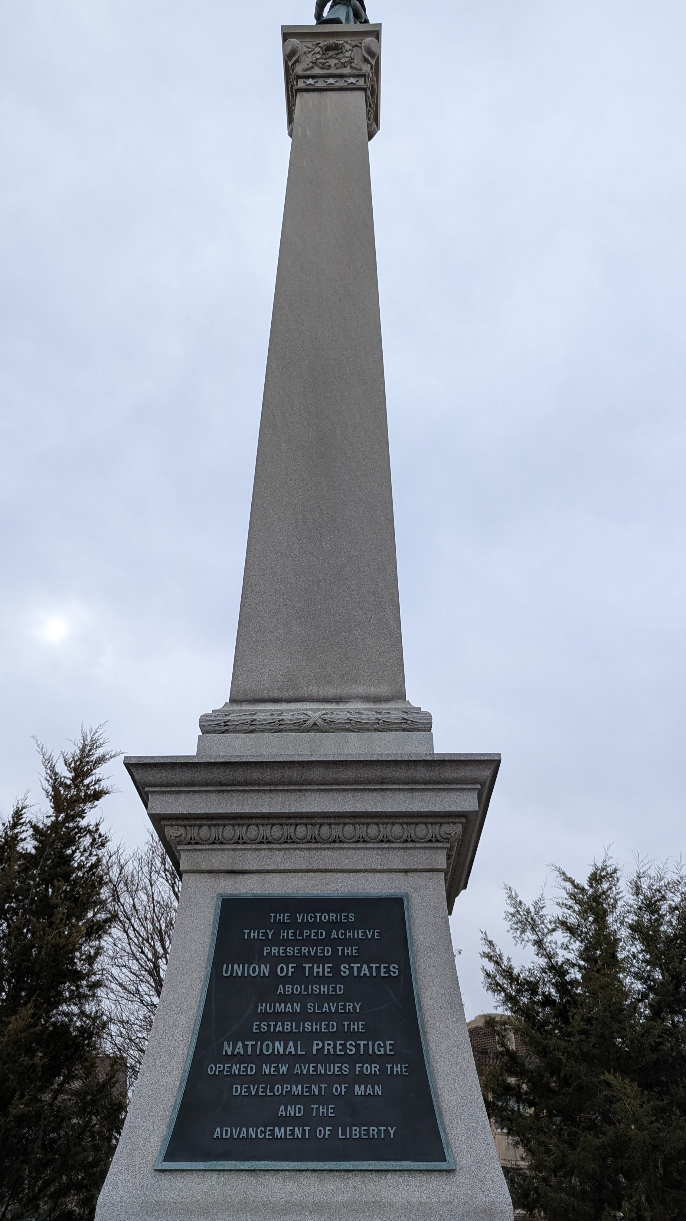 Plaque on northern side of Soldiers and Sailors Memorial