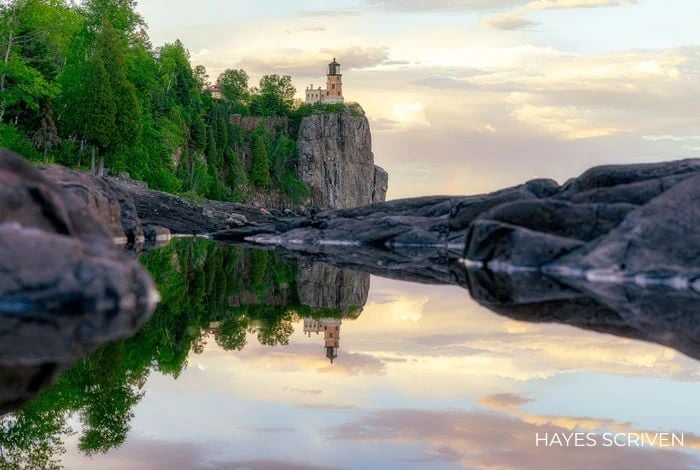 Split Rock Light House and its refection.