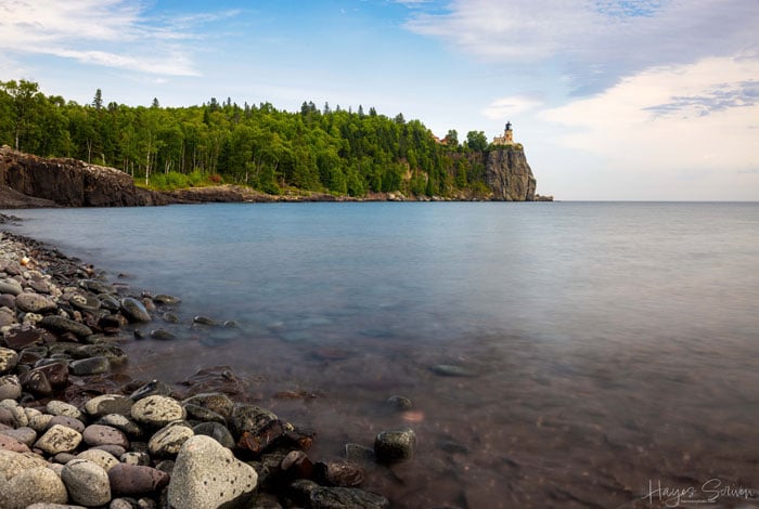 Side view from the shore of the light house.