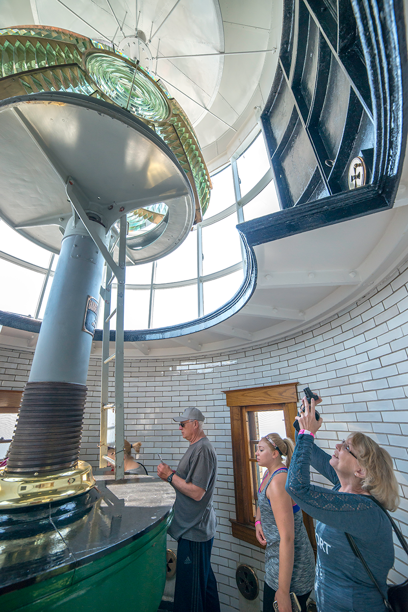 Lighthouse interior and Fresnel lens.