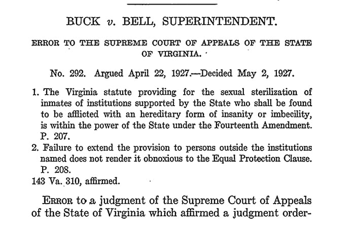Buck v. Bell, Superintendent.