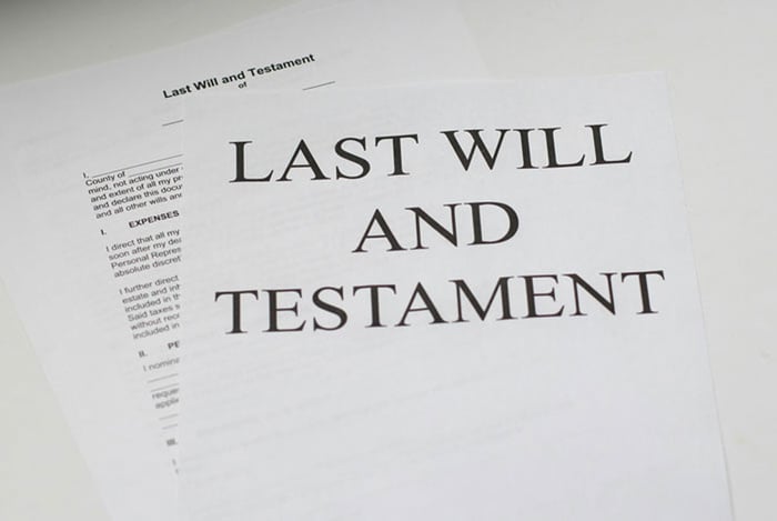 Last will and testament white printer paper.