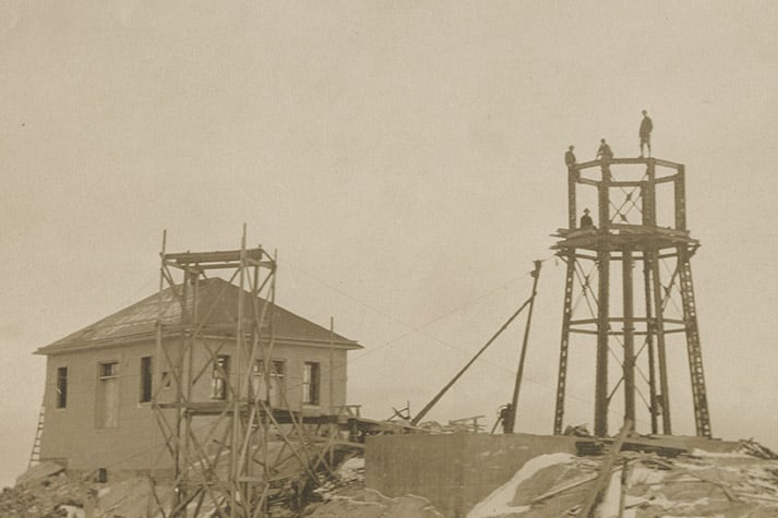 Lighthouse construction site image for the History of the Lighthouse page