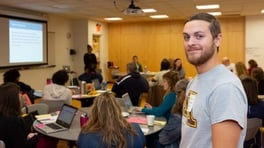 teacher smiling at camera