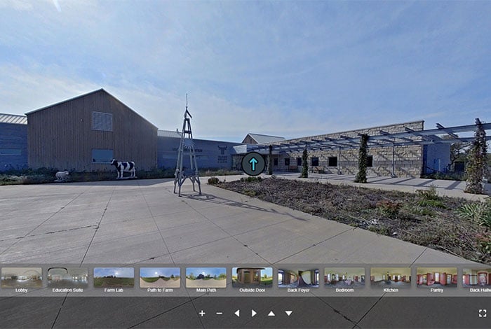 Virtual tour screen of Oliver Kelley Farm.