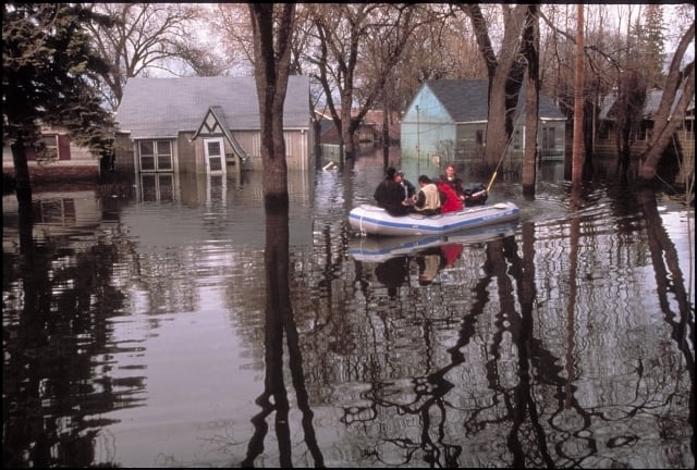 A search-and-rescue team in Grand Forks